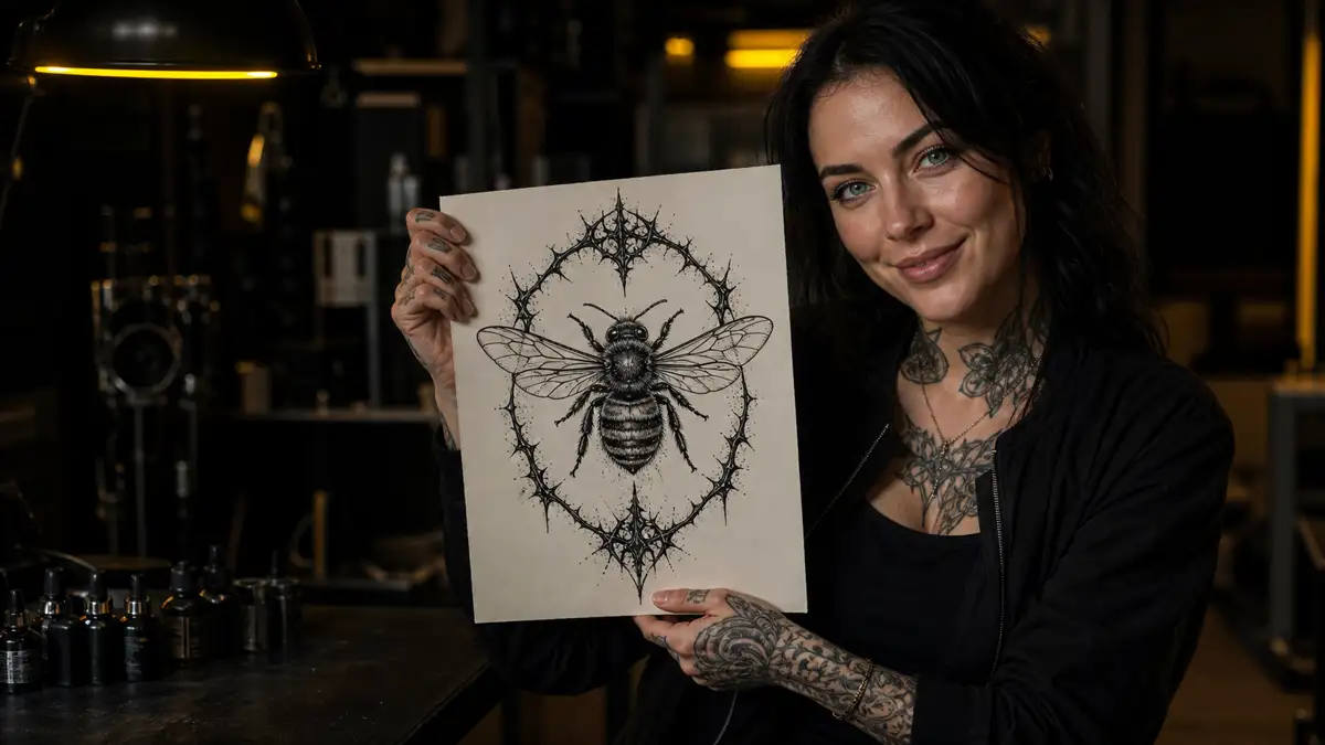 Bitės tatuiruotė: darbštumo ženklas