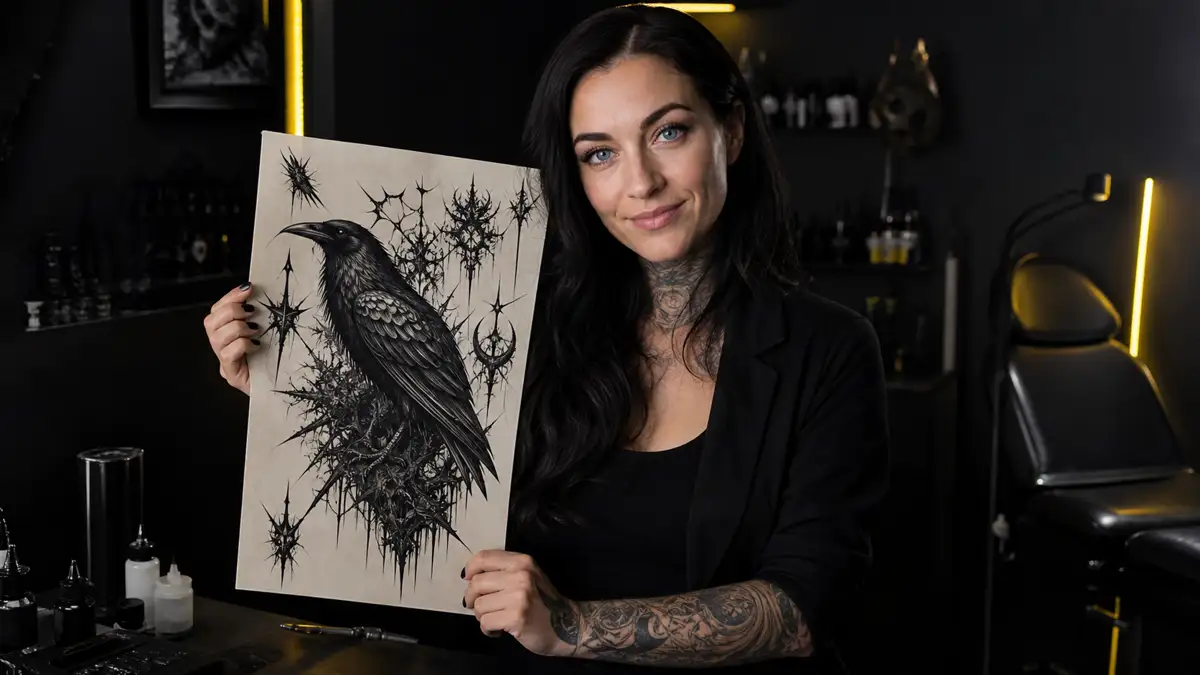 Varno tatuiruotė: išminties paukštis